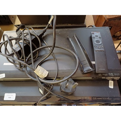 704 - Three items, one Ariston AX-910 integrated amplifier, one Samsung SH893M HDD/DVD recorder and one To... 