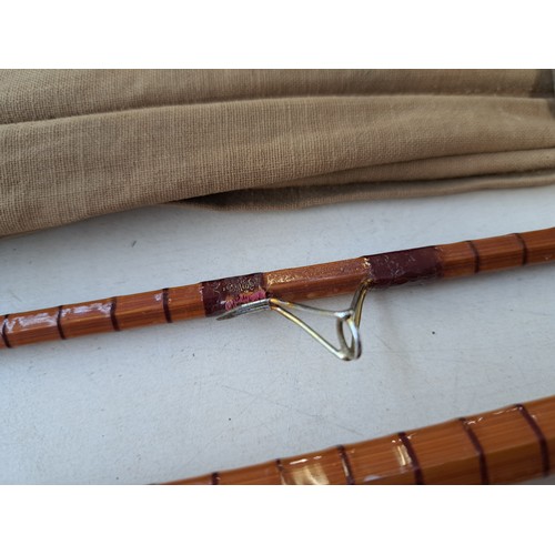 870A - A bagged mid 20th century B. James & Sons England Kennet Perfection three piece split cane fishing r... 