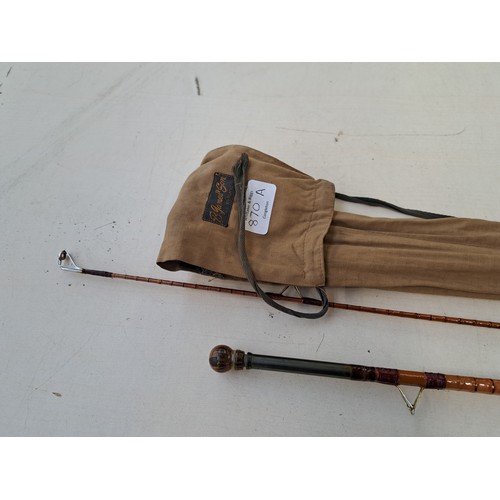 870A - A bagged mid 20th century B. James & Sons England Kennet Perfection three piece split cane fishing r... 