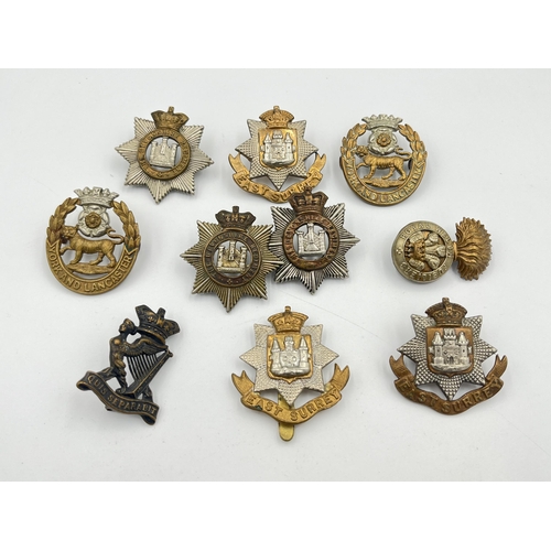 2057 - Ten military cap badges