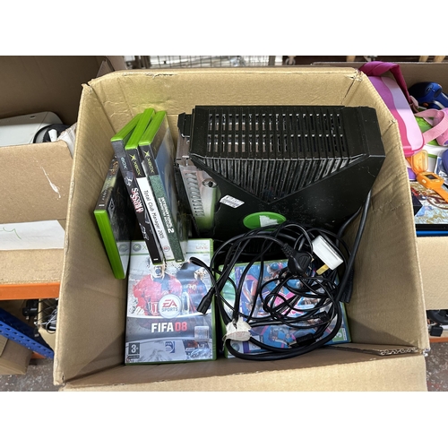 737 - A box containing various gaming items to include Microsoft Xbox console, Xbox 360 games and accessor... 