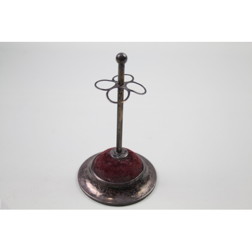 2258 - An Edwardian hallmarked sterling silver weighted hat pin stand - approx. gross weight 86.8g