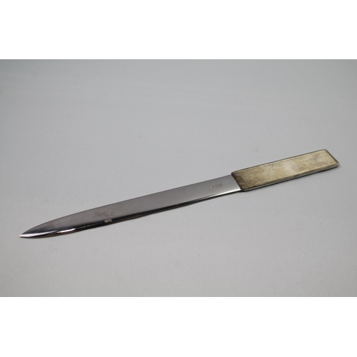 2263 - A Pfeilring Solingen Art Deco stamped .835 silver handled engine turned letter opener - approx. gros... 