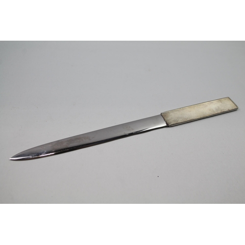 2263 - A Pfeilring Solingen Art Deco stamped .835 silver handled engine turned letter opener - approx. gros... 