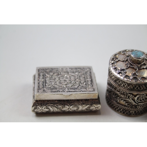 2265 - Three silver trinket boxes, one .800 and two .925 - approx. gross weight 82.8g