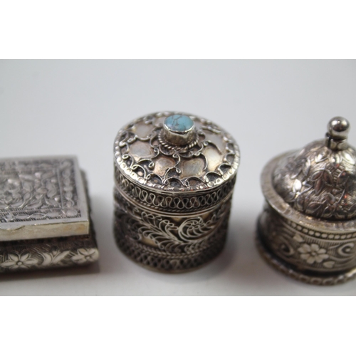 2265 - Three silver trinket boxes, one .800 and two .925 - approx. gross weight 82.8g