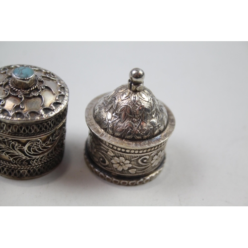 2265 - Three silver trinket boxes, one .800 and two .925 - approx. gross weight 82.8g