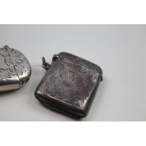 2276 - Three pieces of antique hallmarked sterling silver, two vesta cases and one cheroot case - approx. g... 