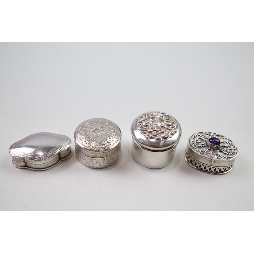 2277 - Four .925 sterling silver trinket boxes - approx. gross weight 62g