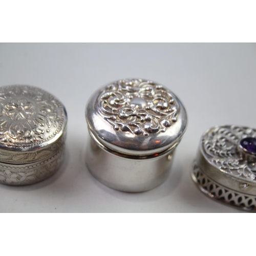 2277 - Four .925 sterling silver trinket boxes - approx. gross weight 62g