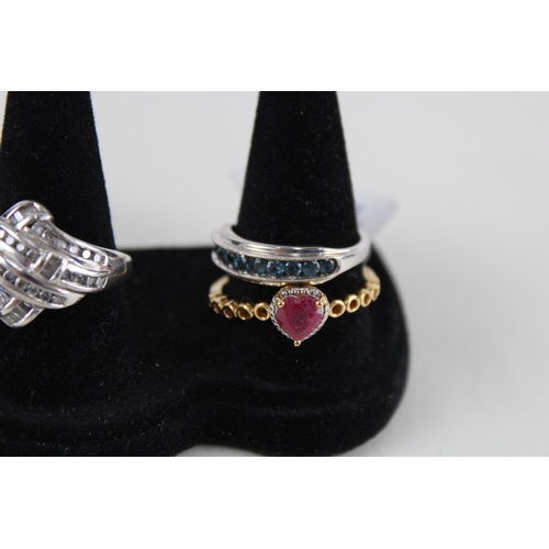 2289 - Eight silver gemstone set rings - approx. gross weight 23g