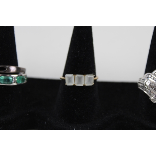 2289 - Eight silver gemstone set rings - approx. gross weight 23g