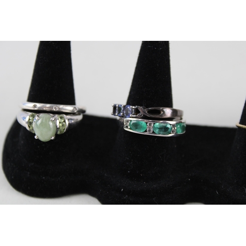 2289 - Eight silver gemstone set rings - approx. gross weight 23g