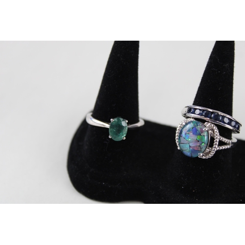 2297 - Eight silver gemstone set rings - approx. gross weight 22g