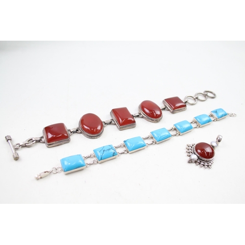 2314 - A collection of silver gemstone set jewellery - approx. gross weight 108g