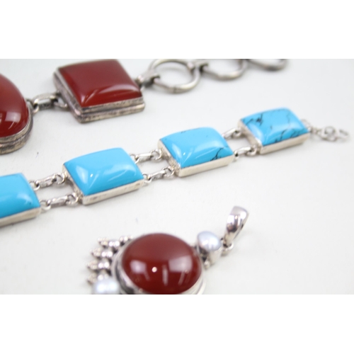 2314 - A collection of silver gemstone set jewellery - approx. gross weight 108g