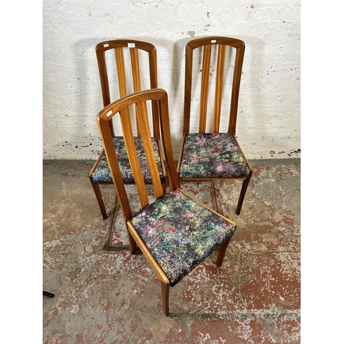 48 - Three mid 20th century Meredew teak and fabric upholstered dining chairs