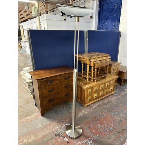 128 - A modern brushed steel standard lamp - approx. 180cm high
