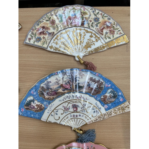 361 - Nine Compton & Woodhouse The Fans of The Fitzwilliam Museum bone china fans with certificates of aut... 