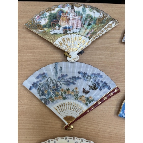 361 - Nine Compton & Woodhouse The Fans of The Fitzwilliam Museum bone china fans with certificates of aut... 