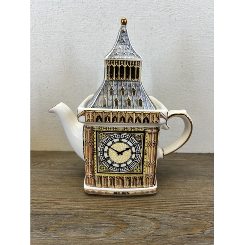 372 - Six James Sadler teapots to include Village Tea Rooms, Sophie Chintz, King Henry VIII, Big Ben etc.