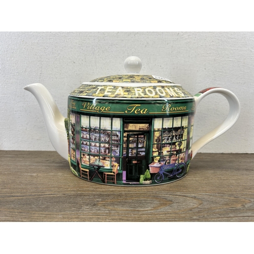 372 - Six James Sadler teapots to include Village Tea Rooms, Sophie Chintz, King Henry VIII, Big Ben etc.