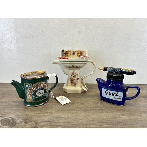 376 - Three The Teapottery ceramic novelty teapots