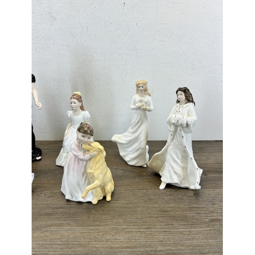 393 - Nine Royal Doulton figurines to include Emma HN3208, Buddies HN3396, Christmas Day HN3488, Classics ... 