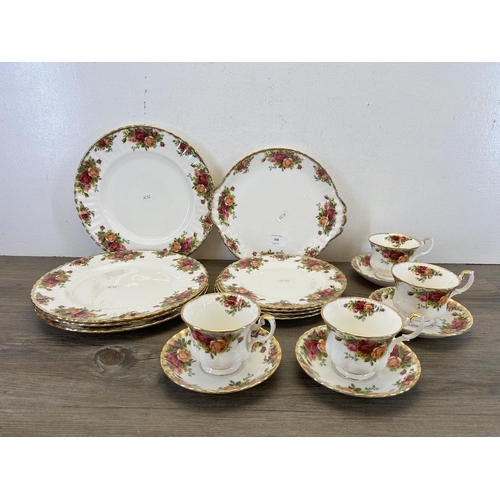 396 - A collection of Royal Albert Old Country Roses bone china to include four teacups, four saucers, fou... 