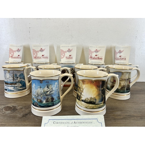 407 - Eleven Danbury Mint ceramic tankards, five The Army Benevolent Fund from the Great Battles of the Br... 