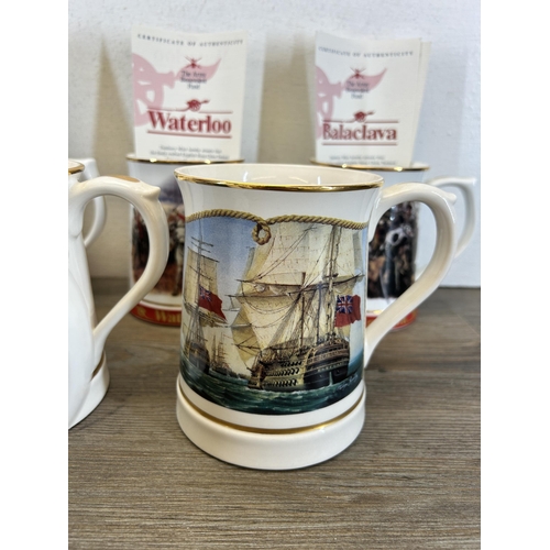 407 - Eleven Danbury Mint ceramic tankards, five The Army Benevolent Fund from the Great Battles of the Br... 