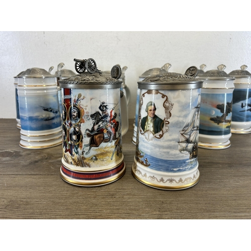 409 - Twelve ceramic and pewter tankards to include Davenport Pottery The Dam Busters collection, The Cres... 