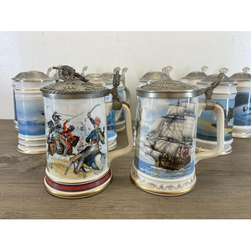 409 - Twelve ceramic and pewter tankards to include Davenport Pottery The Dam Busters collection, The Cres... 