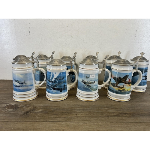 409 - Twelve ceramic and pewter tankards to include Davenport Pottery The Dam Busters collection, The Cres... 