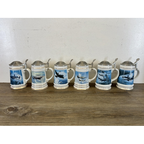 409 - Twelve ceramic and pewter tankards to include Davenport Pottery The Dam Busters collection, The Cres... 