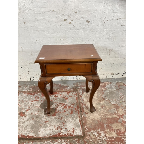 10 - A Georgian style mahogany single drawer side table on cabriole supports - approx. 60cm high x 51cm w... 