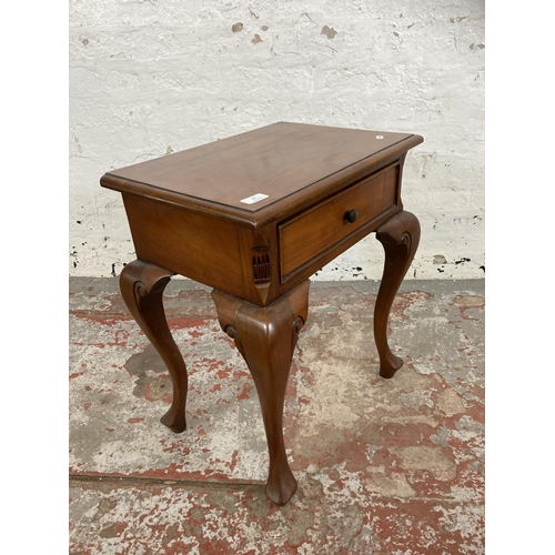 10 - A Georgian style mahogany single drawer side table on cabriole supports - approx. 60cm high x 51cm w... 