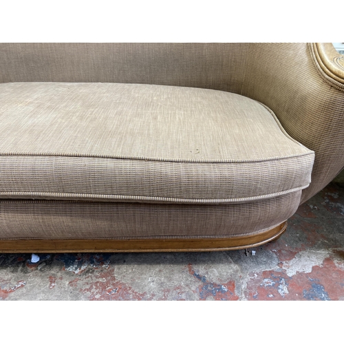 100 - A Regency style beech and fabric upholstered two seater sofa - approx. 85cm high x 167cm wide x 85cm... 