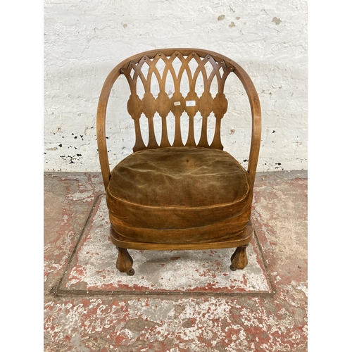 114 - An early 20th century Wylie & Lochead Ltd. Glasgow beech low seated armchair - approx. 70cm high x 5... 