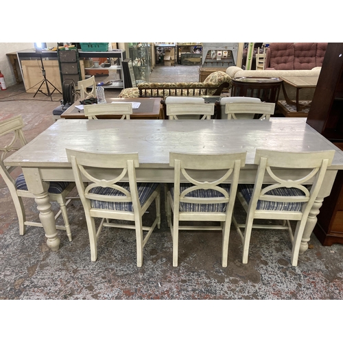 139 - A Victorian style painted pine farmhouse dining table and eight The Swedish Chair dining chairs - ap... 