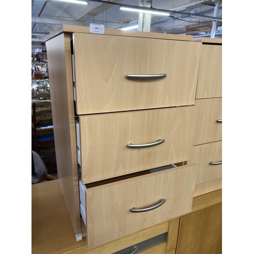 145 - A pair of modern beech effect bedside chests of drawers - approx. 67cm high x 40cm wide x 42cm deep