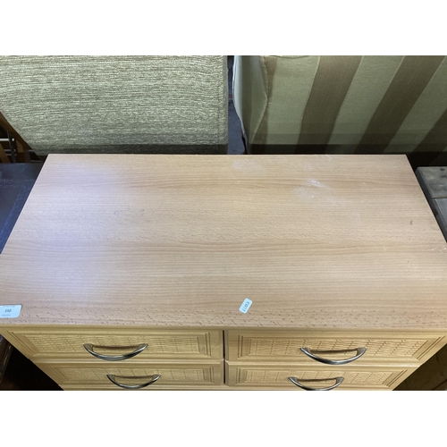 150 - A modern beech effect chest of drawers - approx. 86cm high x 82cm wide x 42cm deep