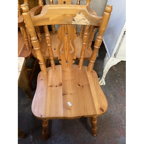 153 - Four pieces of pine furniture, one side tbale and three chairs