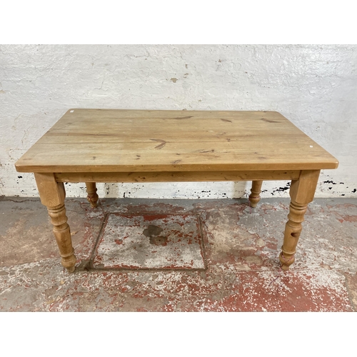 20 - A Victorian style pine farmhouse dining table - approx. 78cm high x 90cn wide x 152cm long