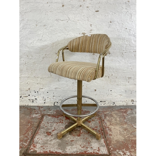 31 - A 1980s Samsonite gilt metal and fabric upholstered swivel stool