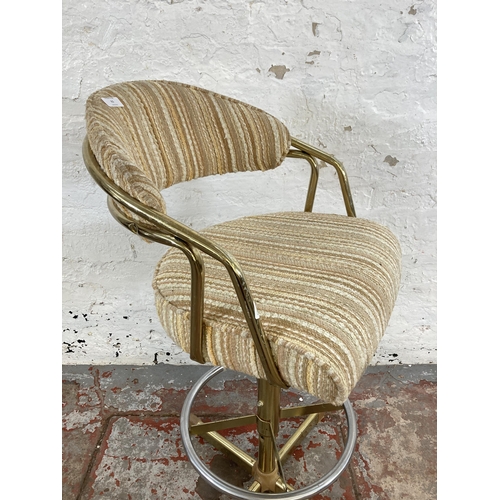 31 - A 1980s Samsonite gilt metal and fabric upholstered swivel stool