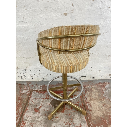 31 - A 1980s Samsonite gilt metal and fabric upholstered swivel stool