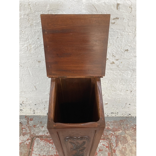 64 - A 19th century style French carved mahogany baguette box - approx. 101cm high x 26cm wide x 31cm dee... 