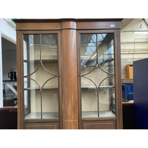 83 - An Edwardian inlaid mahogany display cabinet - approx. 170cm high x 107cm wide x 32cm deep