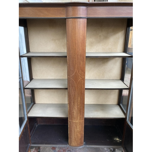 83 - An Edwardian inlaid mahogany display cabinet - approx. 170cm high x 107cm wide x 32cm deep